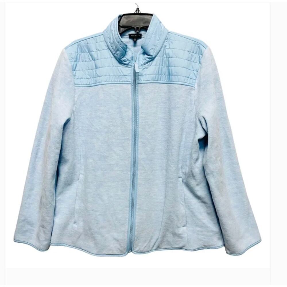Talbots Petites Fleece Zip Jacket Light Blue Size XLP Mixed Media